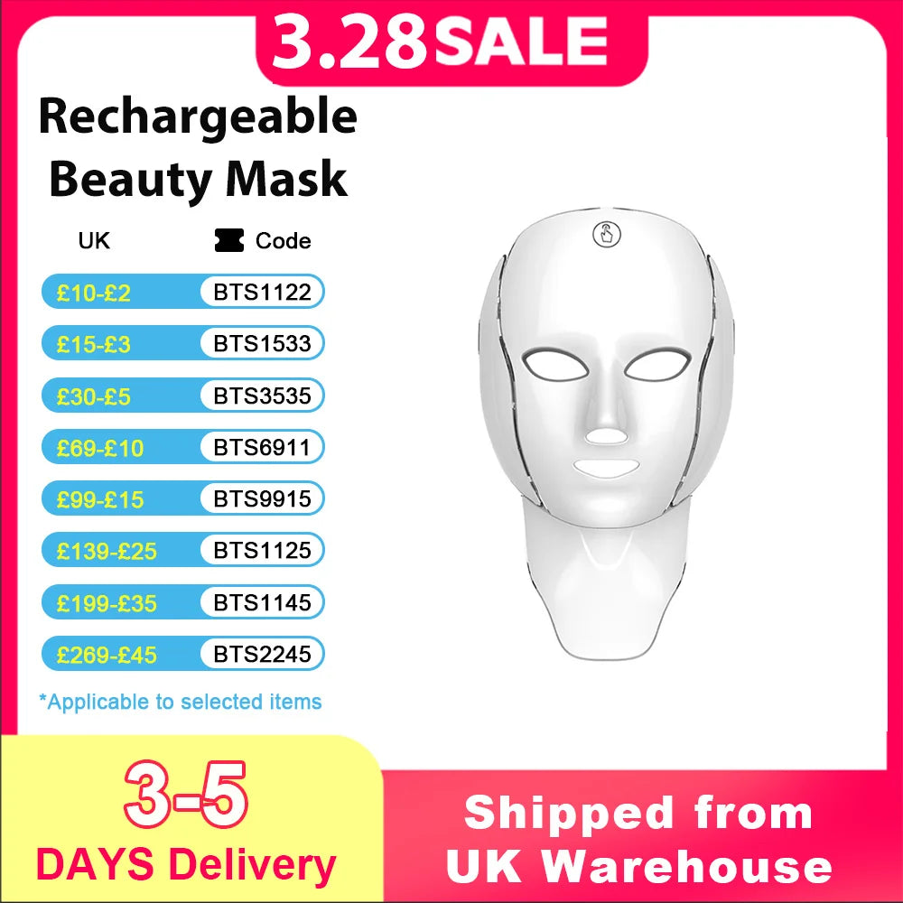 7-in-1 LED Facial Light Therapy Mask for Skin Rejuvenation